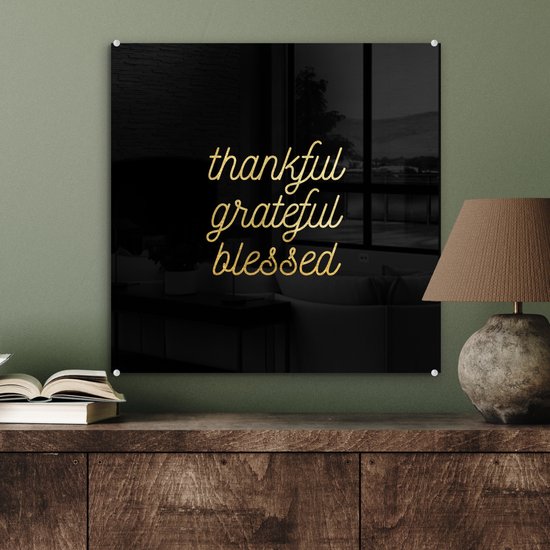 MuchoWow® Peinture sur verre 50x50 cm - Peinture sur verre acrylique - Citations - Dictons - Or - Zwart - Photo sur verre - Peintures