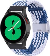 By Qubix - 22mm - Garmin Vivoactive 4 - Vivoactive 4L - Braided nylon bandje - Blauw - wit - Garmin bandje