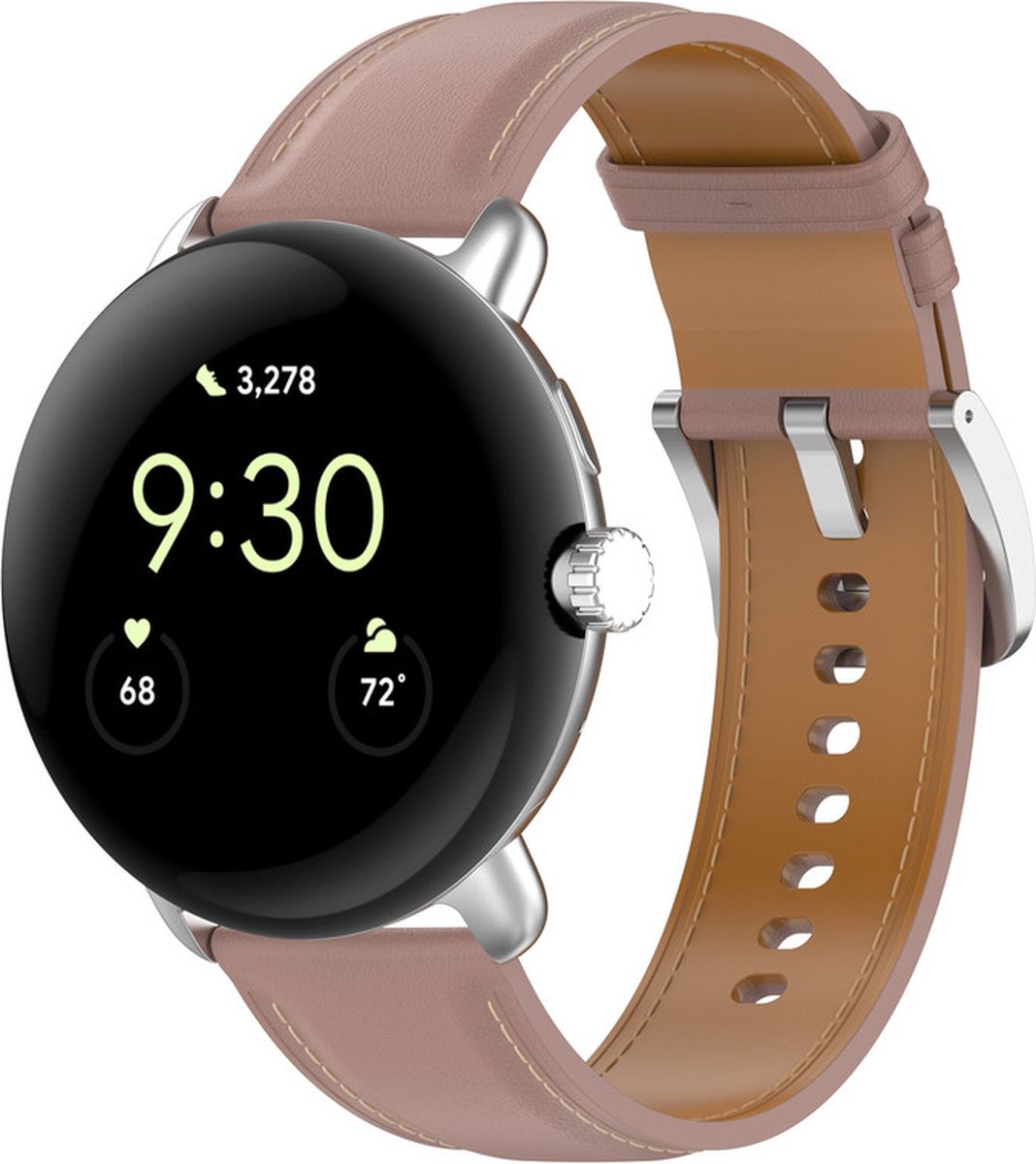 Leren bandje - geschikt voor Google Pixel Watch 4 (41mm) / Pixel Watch 3 (41mm) / Pixel Watch 2 / Pixel Watch - zacht roze