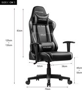 Gaming stoel bureaustoel gamer ergonomische stoel verstelbare armleuning eendelig stalen frame instelbare hellingshoek grijs