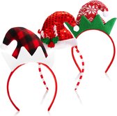 3 x haarband voor Kerstmis, hoofddeksel en kersthoed, verkleedkleding met kerstmutsen, kerstkostuum, 3 stuks