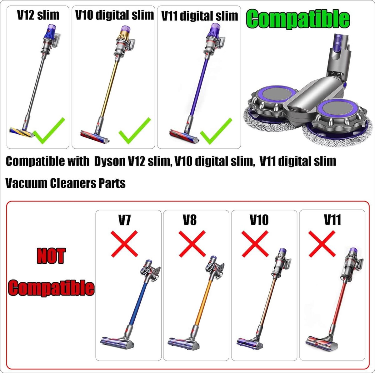 Elektrische Mop Dweil voor Dyson - V10 SLIM & V11 SLIM & V12 SLIM thumbnail 2