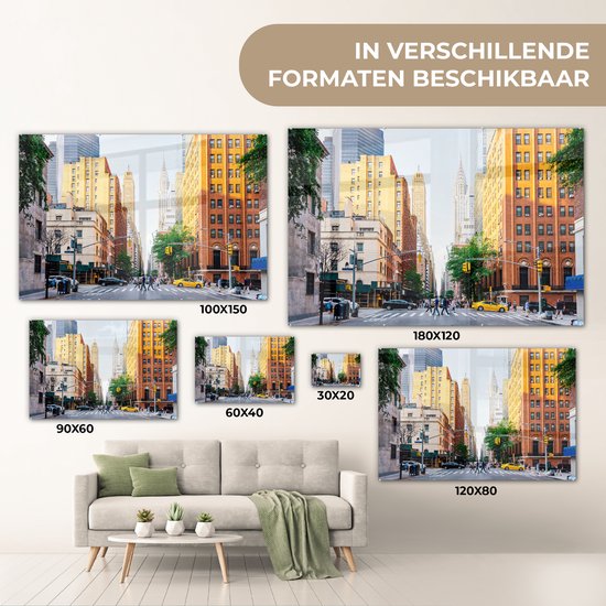 MuchoWow® Peinture sur verre 60x40 cm - Peinture sur verre acrylique - Traverser la rue à New York - Photo sur verre - Peintures