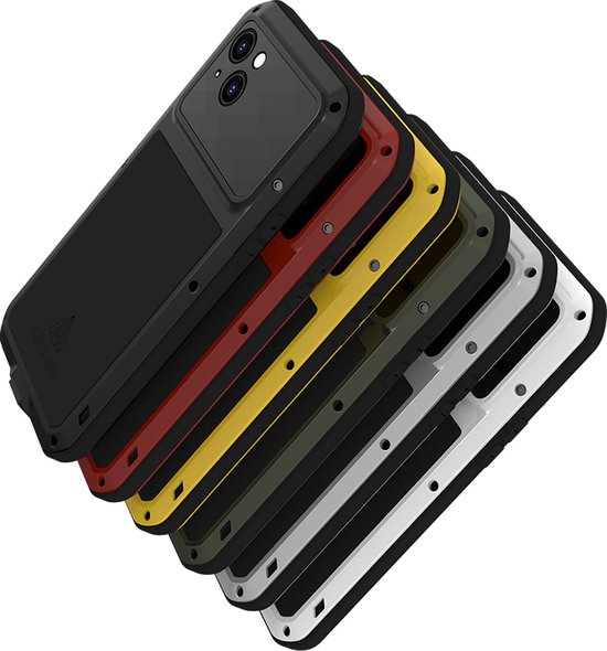 Coque pour iPhone 15 Plus – Love Mei – Coque de Protection Extreme en métal – Gris argenté – Coque de téléphone portable – Coque de téléphone adaptée pour iPhone 15 Plus