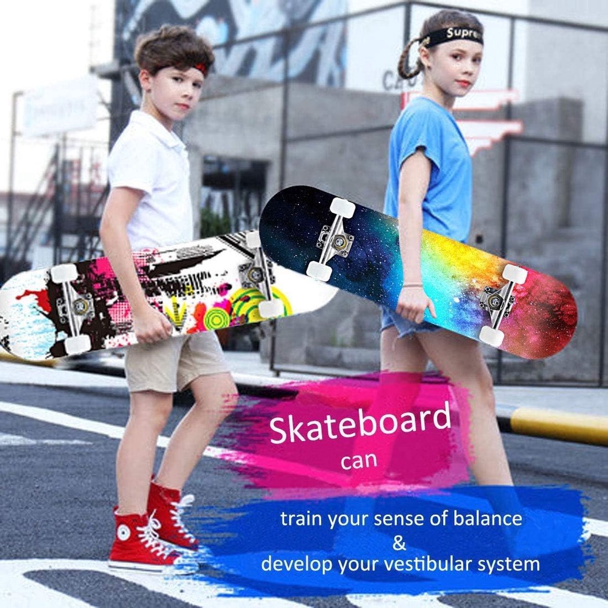 Suotu Skateboard - 80x20cm - ABEC-9 - 95A - schokabsorptie - Jongens - Meisjes - Volwassenen Skateboards — afbeelding 6
