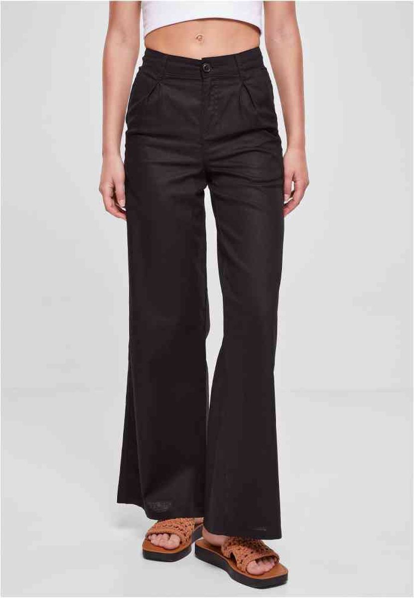 Urban Classics High Linen Mixed Wijde broek Taille 32 inch Zwart