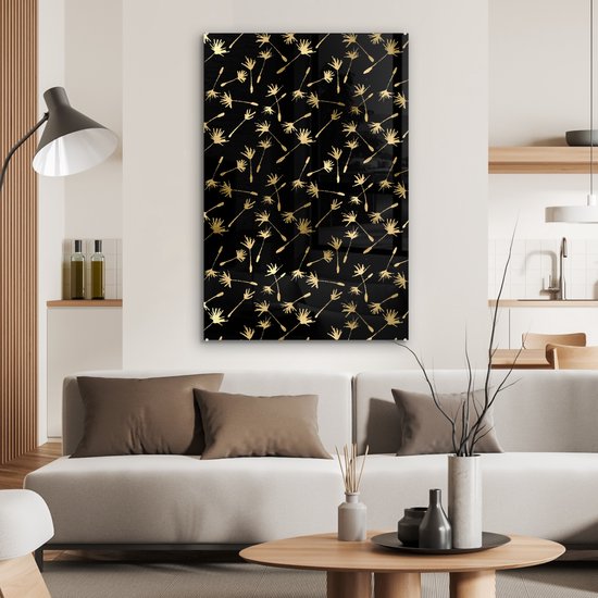 Peinture sur verre MuchoWow 60x90 cm - Peinture acrylique sur verre - Motifs - Graines - Or - Photo sur verre - Peintures