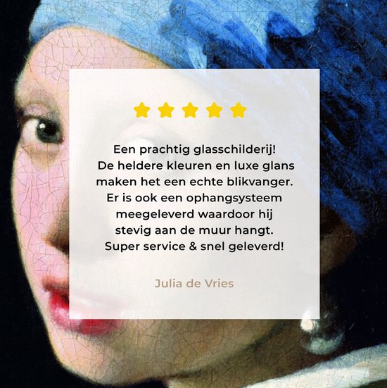 MuchoWow® Peinture sur verre 80x60 cm - Peinture sur verre acrylique - Fille à la boucle d'oreille en perle - Johannes Vermeer - Photo sur verre - Peintures