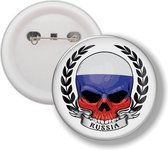 Button Met Speld - Schedel Vlag Rusland