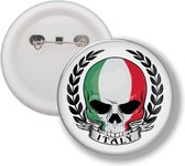 Button Met Speld - Schedel Vlag Italië