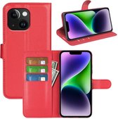 Coque iPhone 15 - MobyDefend Étui portefeuille en similicuir (fermeture avant) - Rouge - Étui de téléphone portable - Étui de téléphone adapté pour iPhone 15