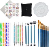 Mandala set 44 stuks Schilderen Dotting Tools Verf accessoires – Schilderset – Sjabloon - Tekenen - Voor Volwassenen - Penselen - Sjablonen - Nail art