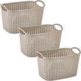 Plasticforte opbergmand/kastmandje - 3x - 6,4 liter - beige - kunststof - 19 x 29 x 18 cm