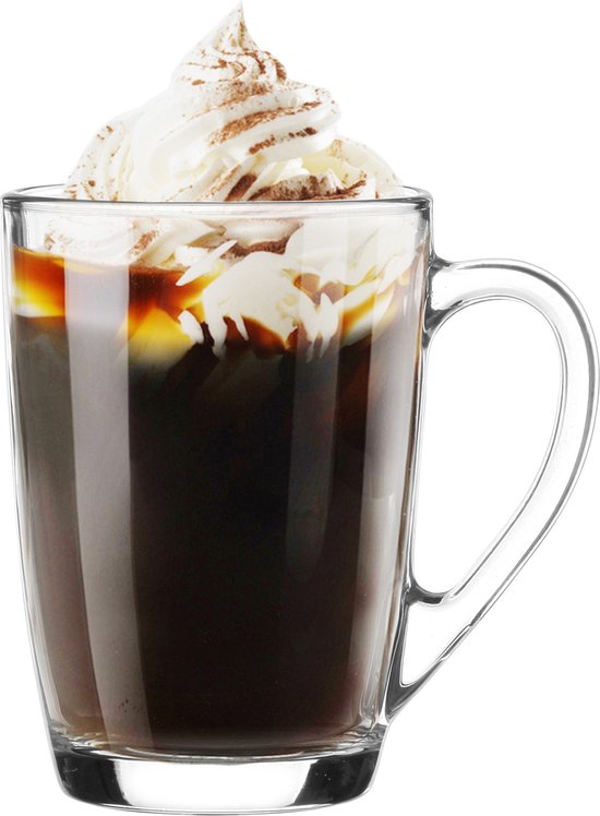 Glasmark Theeglazen/koffie glazen model York - transparant glas - 6x stuks - 300 ml