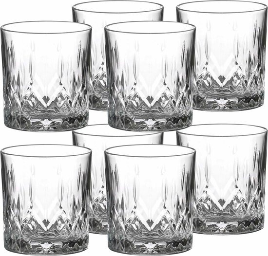 LAV whisky/water/drinkglazen Odin - gedecoreerd glas - 8x stuks - 330 ml