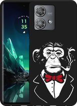Cazy Hoesje Zwart geschikt voor Motorola Edge 40 Neo Smoking Chimp