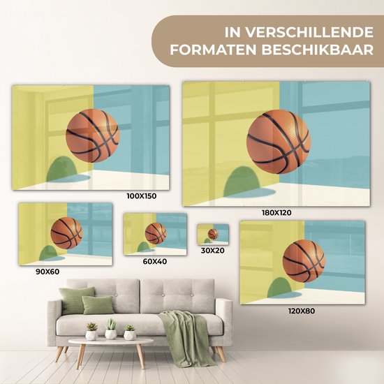 Peinture sur verre - Un ballon de basket dans un environnement coloré - 180x120 cm - Peintures sur Verre Peintures - Photo sur Glas