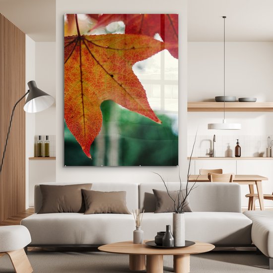 MuchoWow® Peinture sur verre 120x160 cm - Peinture sur verre acrylique - Automne - Rural - Feuilles - Saisons - Rural - Photo sur verre - Peintures