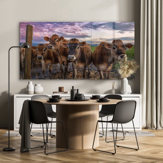 MuchoWow® Peinture sur Verre - Vache - Animaux - Vaches - 160x80 cm - Peintures sur Verre Acrylique - Photo sur Glas