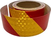 Reflectie tape - Rood/Geel - 10Mx5CM - Veiligsheids stickers PVC - Voor auto, vrachtwagen, aanhangers, etc | 10 meter