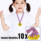 Allernieuwste.nl® 10x Médailles d'or pour Enfants - Cadeaux à distribuer Fête des enfants - Médailles d'or pour les enfants - Médailles pour enfants avec ruban - Or 10 PCS