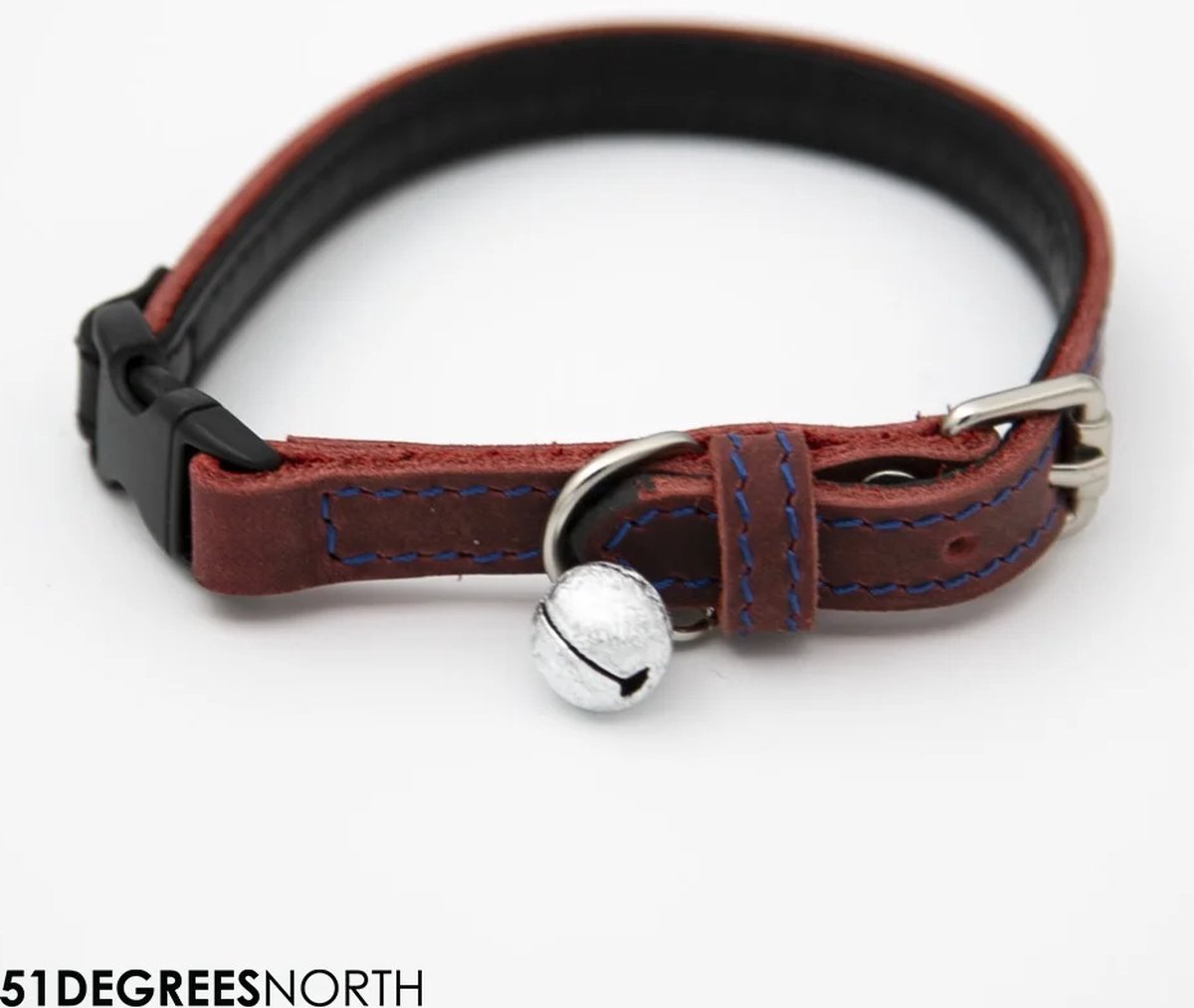 51DegreesNorth - Milano - Kattenhalsband - Contrast - Burgundy - 10mm x 25cm
