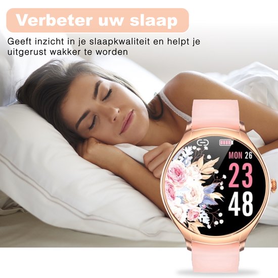 Montre Connectée Femme Fance - Or Rose - Montre Connectée Femme - Écran Tactile HD - Montre - Montre Podomètre - Tensiomètre - Oxymètre - IOS & Android