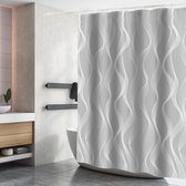 douchegordijn 180 x 200 cm badkamergordijn van polyester wasbaar badkamergordijn met 12 douchegordijnringen waterdicht voor badkuip en badkamer grijs