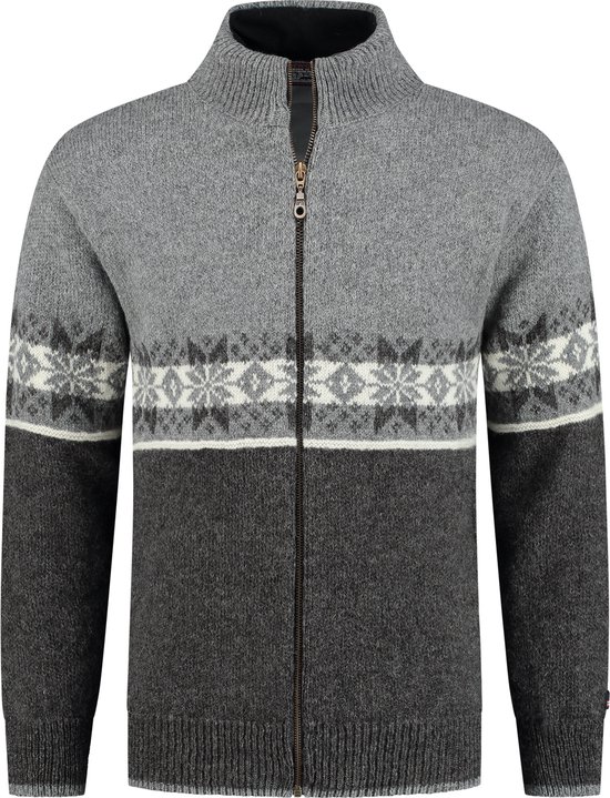 Scandinavian cardigan - 100% pure new Norwegian wool - grey