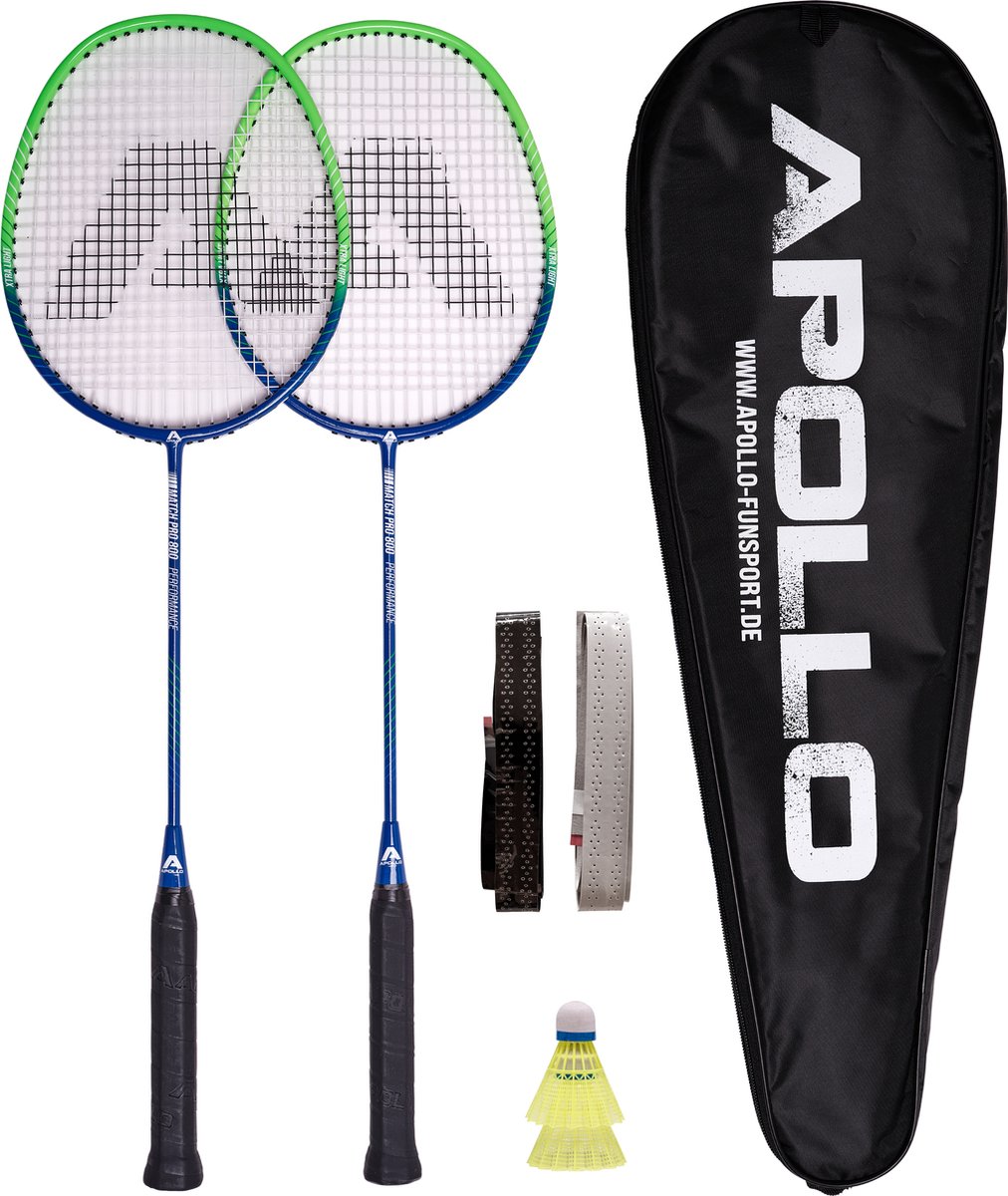Apollo Badmintonset | Carbon professionele badmintonracket | lichtgewicht badmintonracket | set voor training, sport en entertainment met rackettas | shuttleset kinderen - Apollo