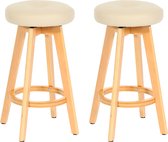 Set van 2 barkrukken Navan, barkruk counter stool, hout imitatieleer draaibaar ~ crème, lichtgekleurde poten