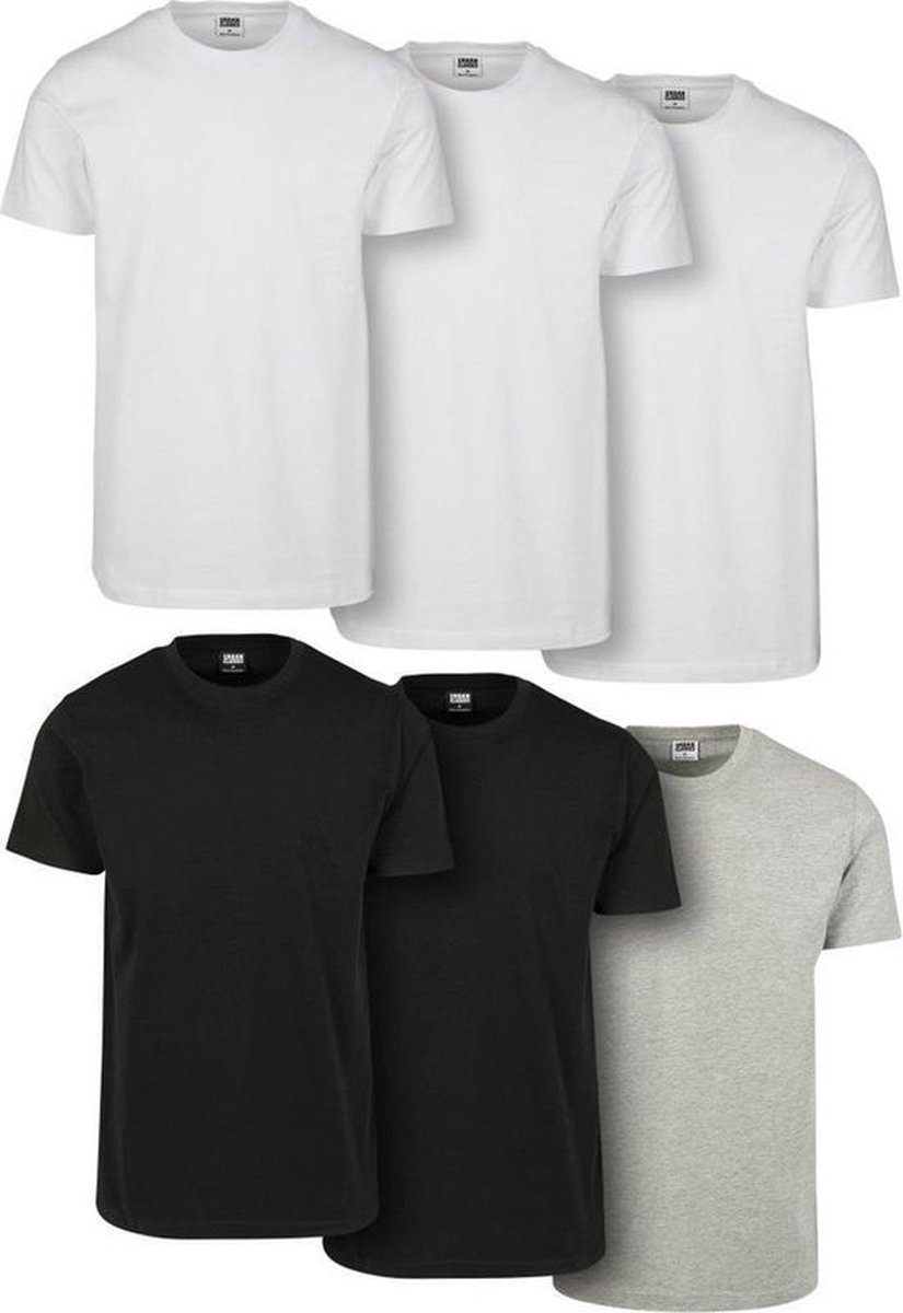6 Pack Urban Classics Heren T-shirts 2x 3x 1x – Voordeelverpakking Zwart