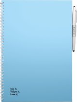 MOYU - Sky Blue Notebook - Uitwisbaar Notitieboek A4 Premium - Multifunctionele pagina’s - Inclusief uitwisbare pen, houder en wisdoekje