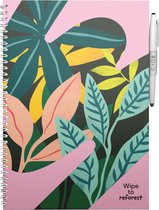 MOYU - Love Garden Notebook - Uitwisbaar Notitieboek A4 Hardcover - Multifunctionele pagina’s - Inclusief uitwisbare pen, houder en wisdoekje