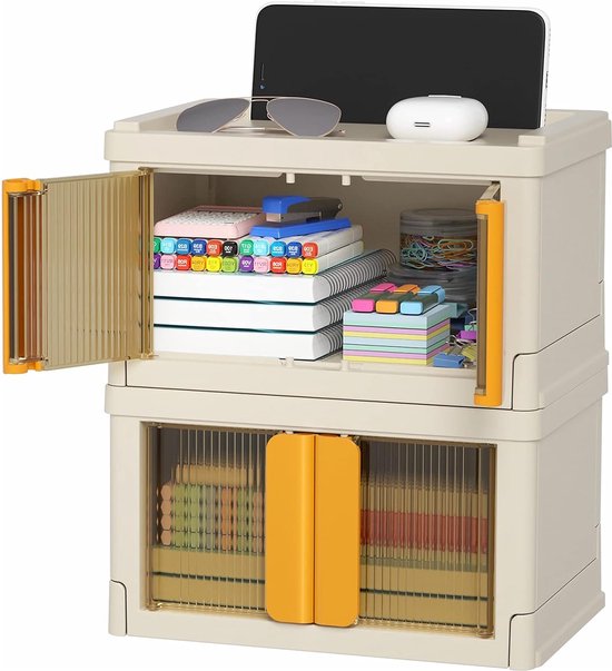 Storage Box with Lid, 2.7 L Organiser Box, Foldable, Boxes Storage Desk ...