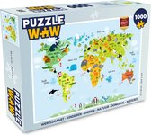 Puzzel Wereldkaart - Kinderen - Dieren - Natuur - Jongens - Meisjes - Legpuzzel - Puzzel 1000 stukjes volwassenen