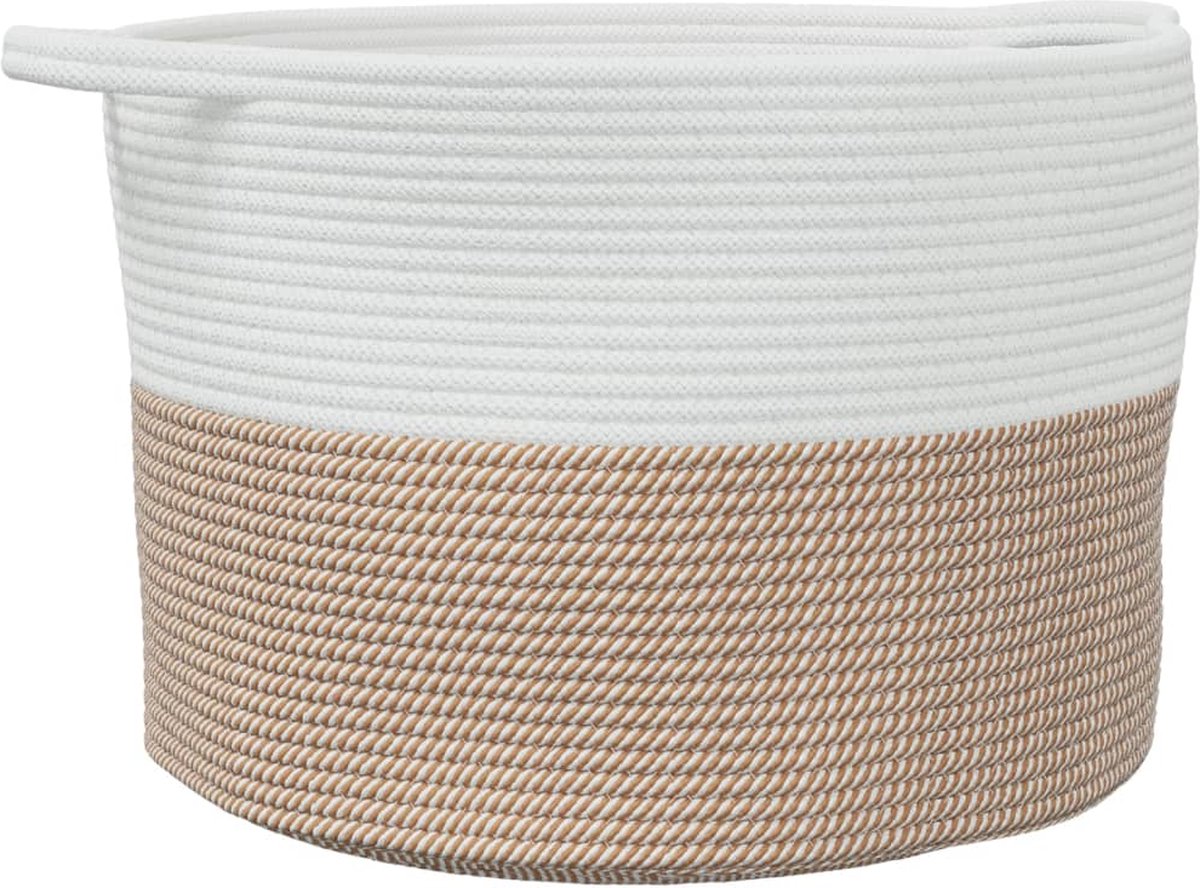 Goedkoopste vidaXL - Wasmand - Ø - 55x36 - cm - katoen - bruin - en - wit