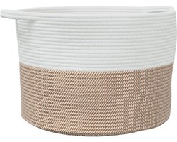 vidaXL - Wasmand - Ø - 55x36 - cm - katoen - bruin - en - wit
