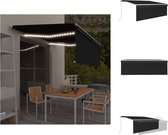 vidaXL Uitschuifbare luifel - 400x300 cm - wit frame - antraciet kleur - roestbestendig aluminium - Vensterzonwering