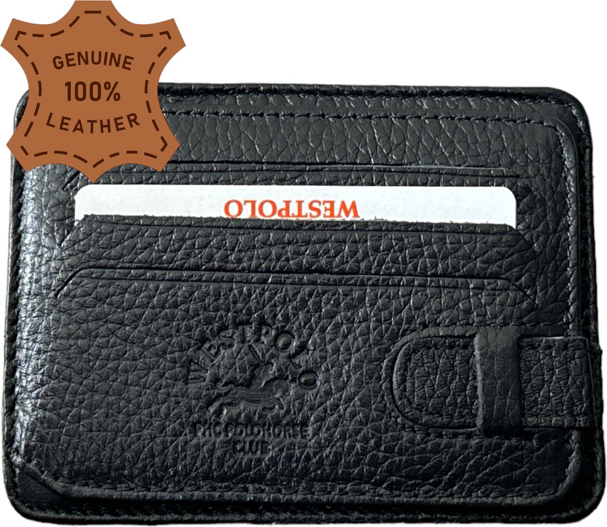 Westpolo Luxe Unisex Leren Pasjeshouder - Ruimte voor 7 Pasjes - Perfect Geschenk voor Verjaardagen, Vaderdag, Moederdag Valentijnsdag en Meer - Zwart - 333 van Leerella