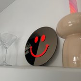 Neon Oranje Smiley Spiegel - 20cm - Rond