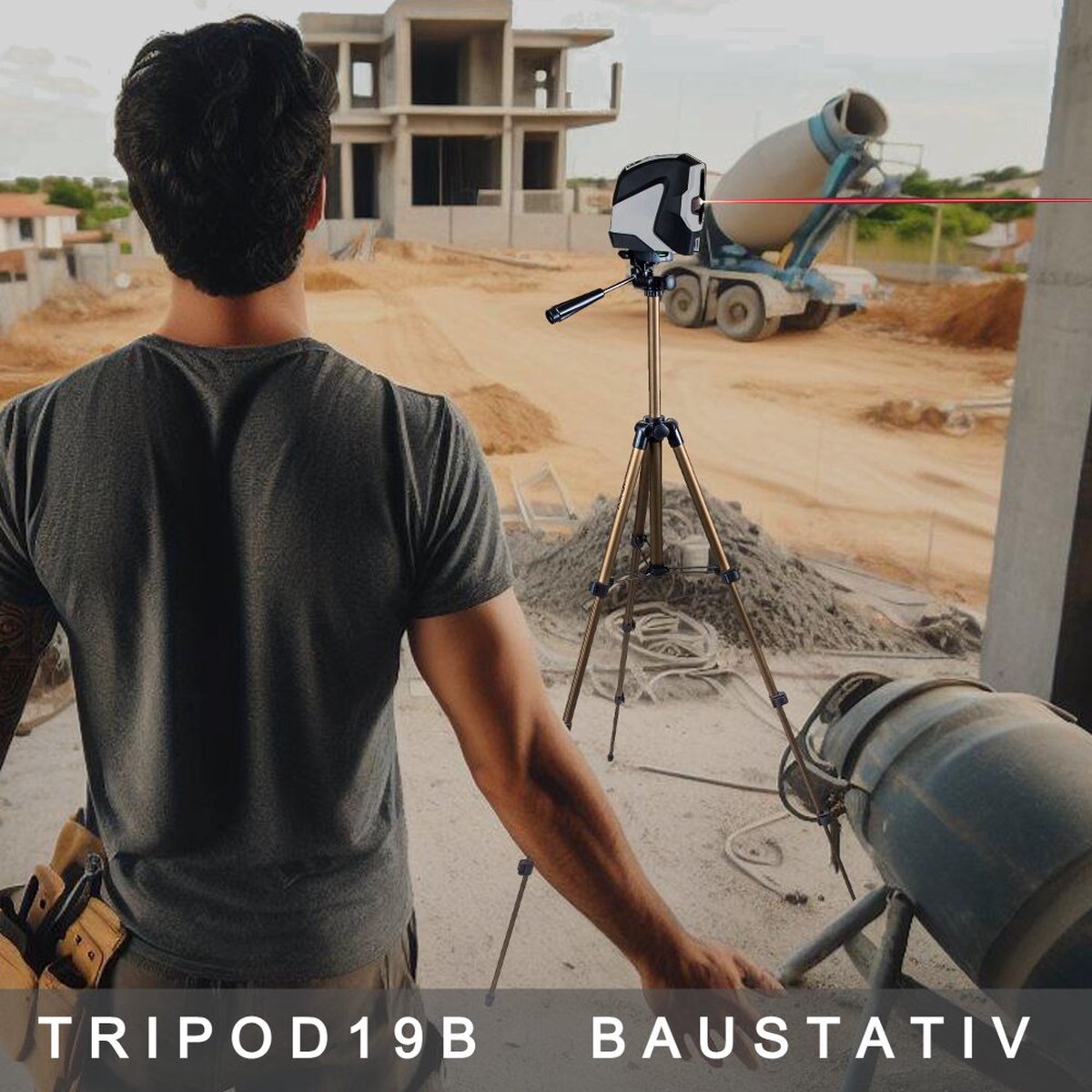 TronicXL TRIPOD19 - 105cm bouwstatief - UNIVERSEEL voor 1/4 naar 3/8 inch - nivelleringsapparaat - kruislijnlaser geschikt voor Einhell, Bosch, Dewalt, Makita, Flex, Leica, Meterk en eer - Tripod