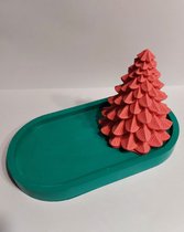 Acryl Kerstdecoratie - Set van 2 - Kerstboom en Schaal | Groen en Rood - Kerstdecoratie