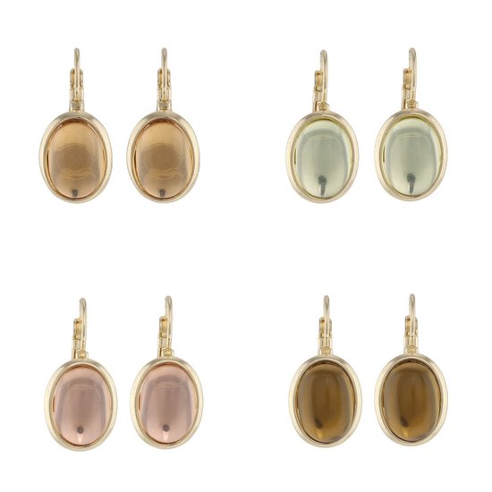 Boucles d'oreilles d'oreilles Behave - femme - couleur or - boucles d'oreilles serties de 4 pierres interchangeables