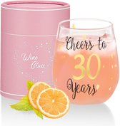 Golden Stemless wijnglazen, Cheers voor 30e verjaardagscadeaus voor mannen vrouwen, feest, bruiloft, jubileum, feestdecoraties