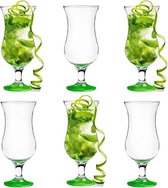 glazen, cocktailglazen, set, longdrinkglazen, cocktailglazen, drinkglazen, waterglas, smoothie, dessert, vaatwasmachinebestendig, groen, 6 x 420 ml