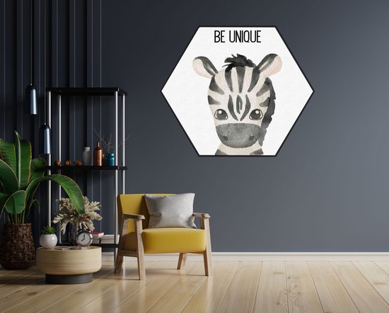Akoestisch Schilderij Be Unique zebrapaardje Hexagon Basic XL (140 X 121 CM) - Akoestisch paneel - Akoestische Panelen - Akoestische wanddecoratie - Akoestisch wandpaneel