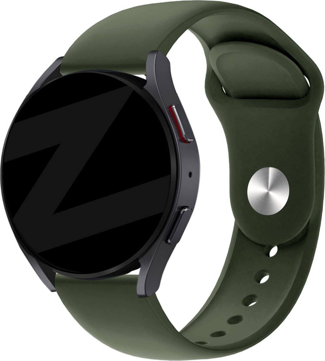 Bandz universeel 22mm sport band 'Deluxe' geschikt voor Samsung Galaxy Watch 3 45mm / 1 46mm / Gear S3 - Polar Vantage M / M2 / Grit X - Huawei Watch GT 1/2/3/4 46mm / GT 5 (Pro) - 46mm / GT 2 Pro - Hoogwaardig siliconen materiaal - olijfgroen