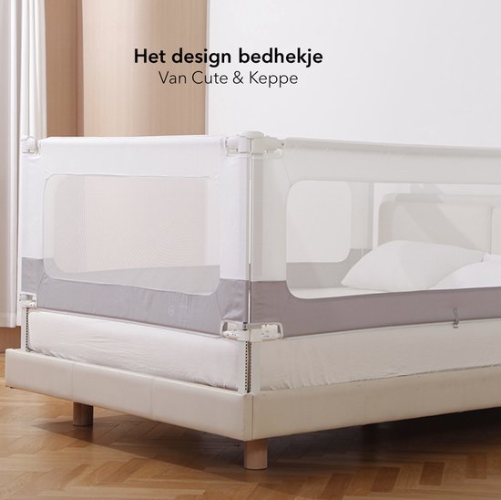 CUTE & KEPPE Barrière de lit - 160 cm de long, max 70 cm de haut - Barrière de lit réglable - Protection contre les chutes du bord du Lit des Enfants