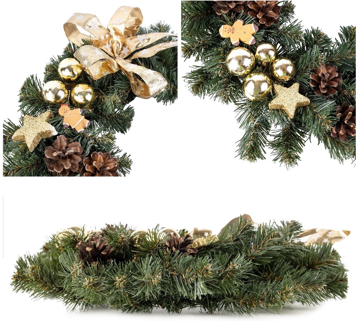 Creative Home Kerstkrans Kunstmatige Adventskrans Goudkleur | Ronde Kerstkrans ∅35cm | Kerstkrans voor Deur, Open haard | Kerstdecoraties Binnen Buiten – foto 3